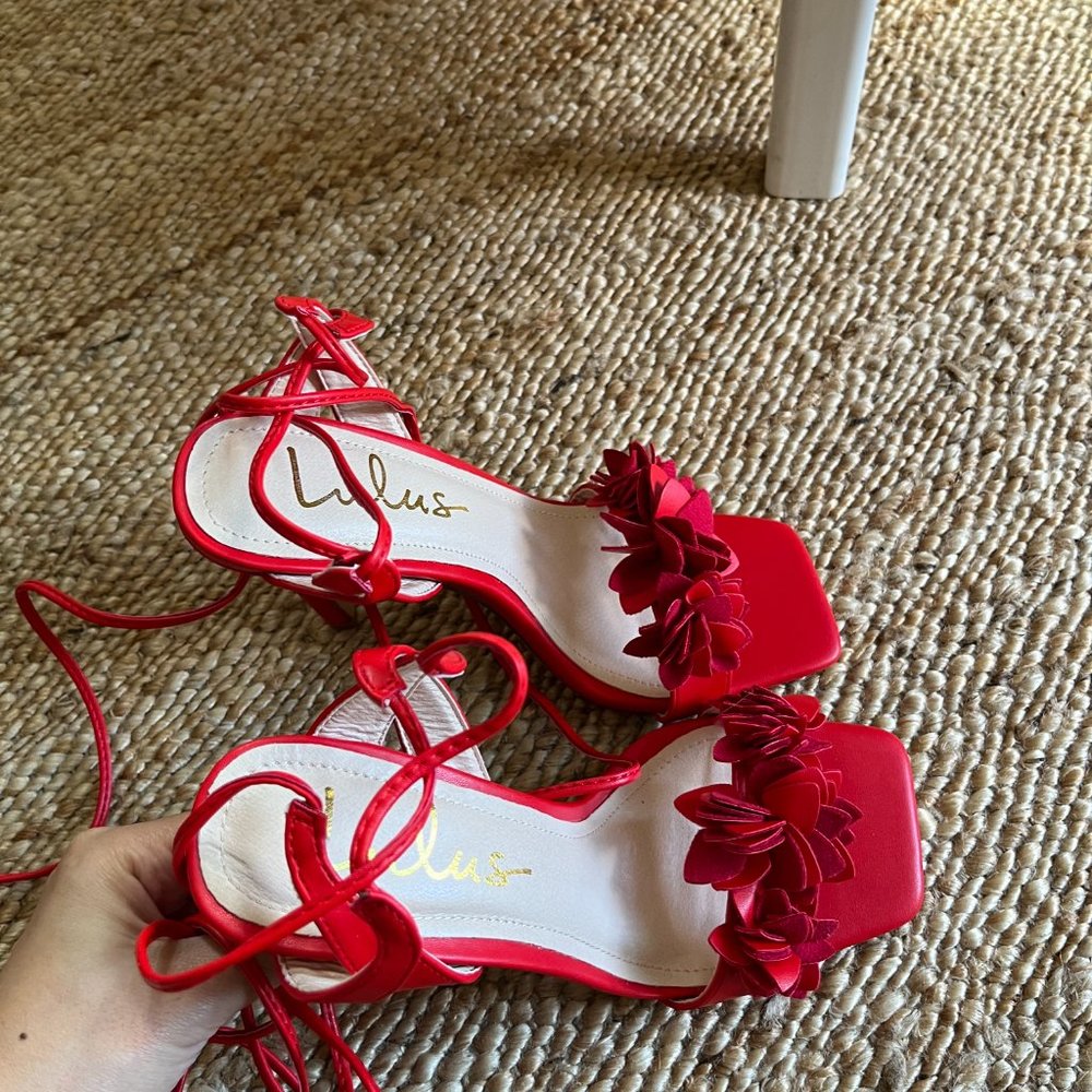 Lulus Red Floral Heels